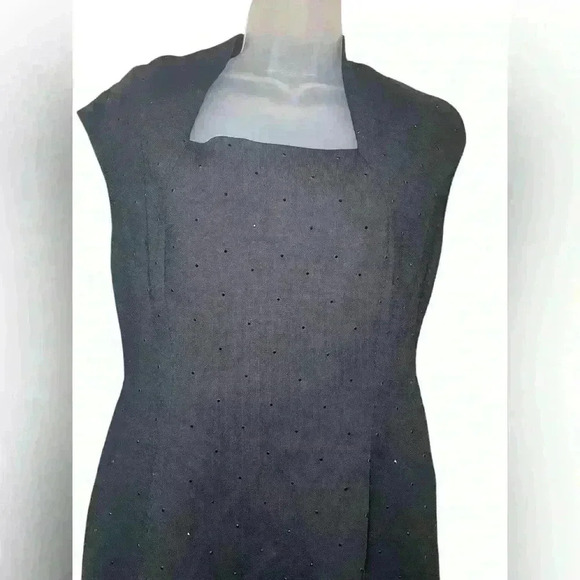 St. John Black Embellished Knit Sheath Dress Size 8 - Picture 3 of 4